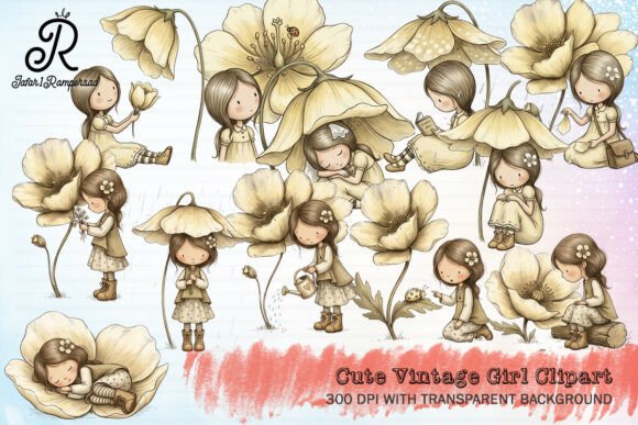 Download Cute Vintage Girl Clipart - Vintage girl Collection