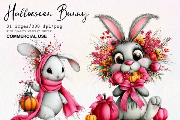 Download Pink Halloween Bunny Clipart Bundle - Premium Resources