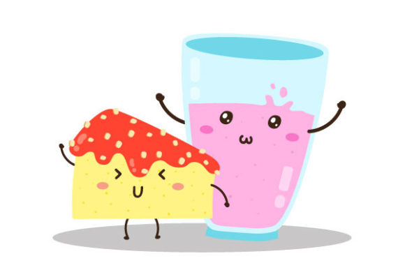 Download Cute Cake and Juice Illustration - Premium Resources