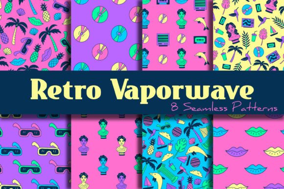 Download Retro Vaporwave Seamless Patterns - Patterns Collection