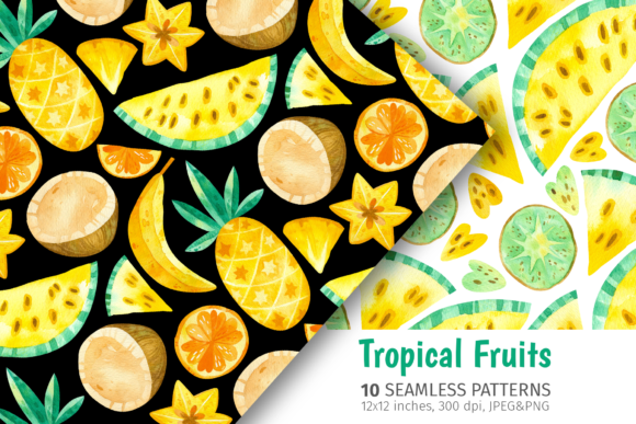 Download Tropical Fruits Seamless Patterns - Patterns Collection