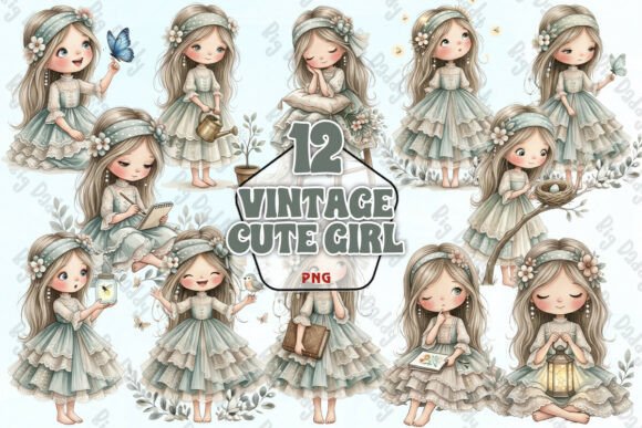 Download Cute Vintage Girl PNG - Vintage girl Collection