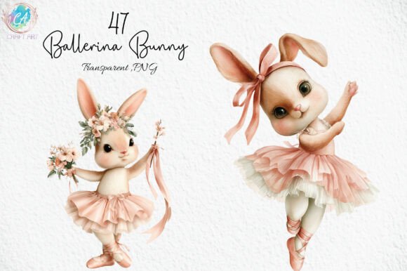 Download Watercolor Ballerina Bunny Clipart PNG - Bunny Collection