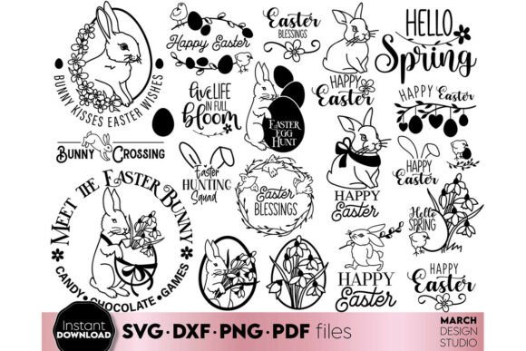 Download Spring and Easter Bundle with Bunny SVG - Bunny Collection